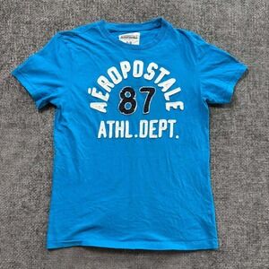 Aeropostale Graphic T-Shirt Mens Medium Blue Athl Dept Varsity Logo Tee